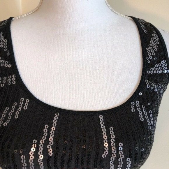 Express Women's Size XS Black Sequin Tank Top Ribbed Shirt Top Sleeveless Shirt - Picture 6 of 8